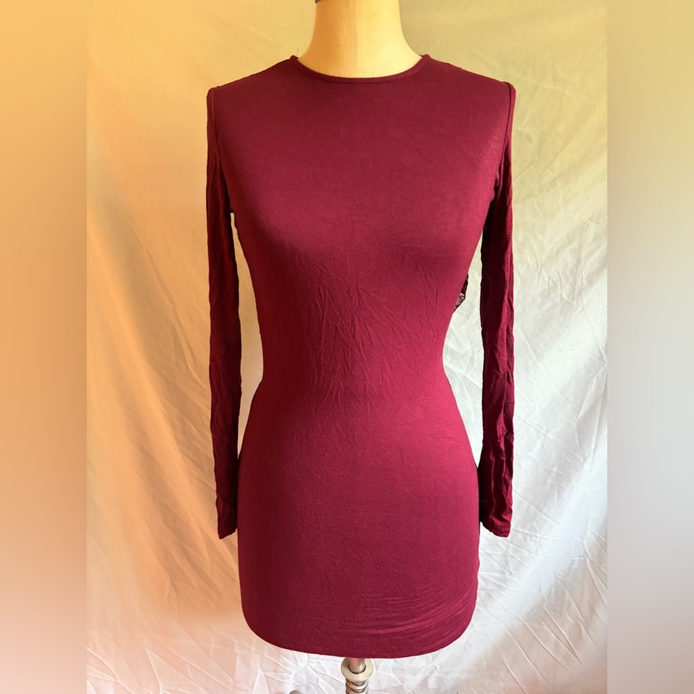 SHEIN Burgundy Backless Dress